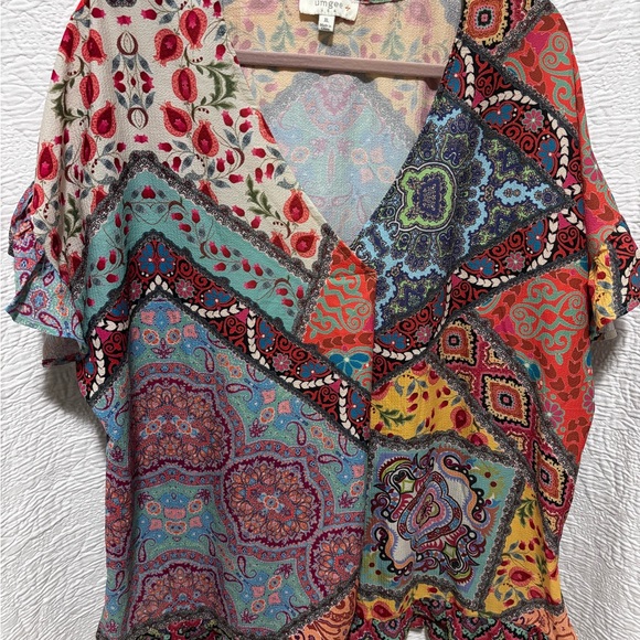 Umgee Multicolor Patchwork Tunic Top - Picture 3 of 7